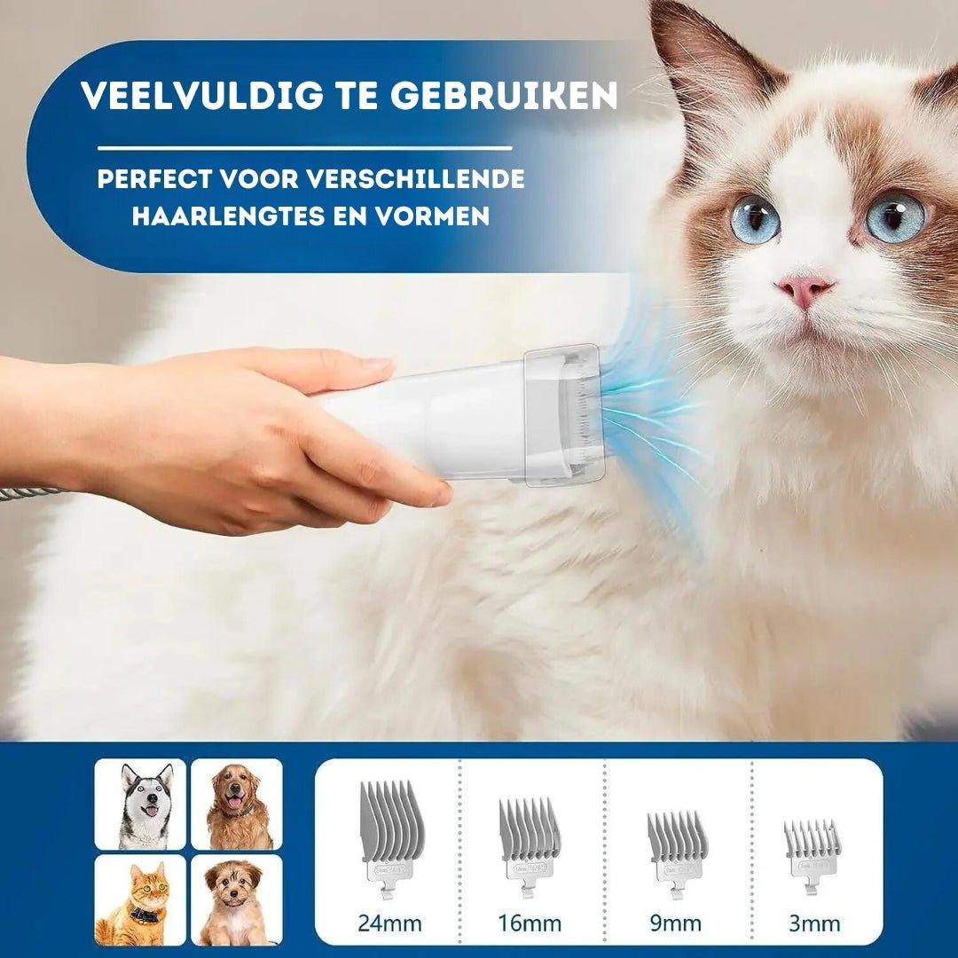 Stofie Professionele 5-in-1 Verzorgingsset – Zuigen & Trimmen – Fluisterstil – Hond & Kat - Klikenkopen.nl